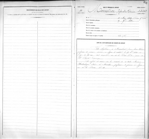 MONESTIER, Gabrielle, Thérèse.