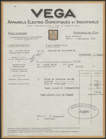 VEGA appareils électro-domestiques et industriels - Lyon.