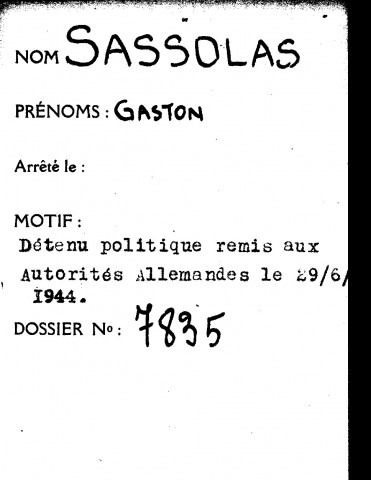 SASSOLAS Gaston