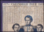 Calendrier pour 1849.