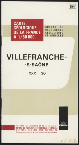 Carte géologique de la France à 50 000e – Villefranche-sur-Saône – n° 674.