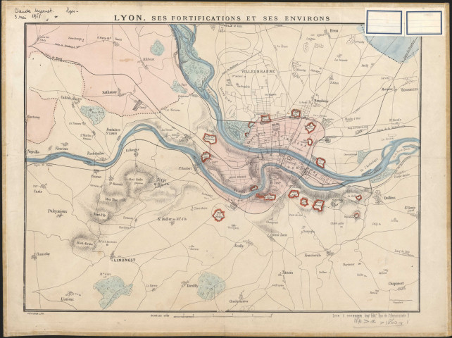 Lyon, ses fortifications et ses environs.