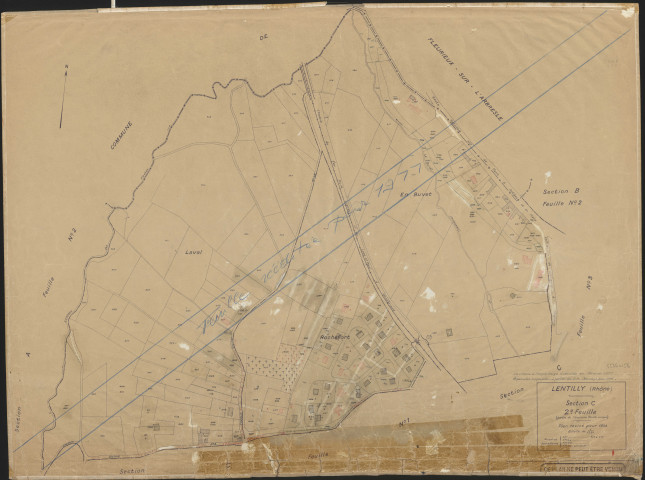 Section C 2e feuille (partie de l'ancienne feuille unique). Plan cadastral révisé pour 1936. Réédition pour 1977.