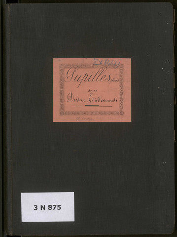 Frais de pension des pupilles placés en établissement dans divers départements.