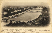 Lyon. Perspectives des ponts du Rhône, vue prise en aval de la Croix-Rousse.