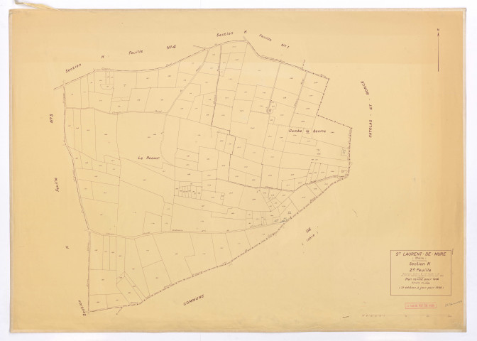 Section K 2e feuille (ancienne section B 2e feuille de la commune de Satolas-et-Bonce acquises pour 1978). Plan révisé pour 1936. 2e édition à jour pour 1968.