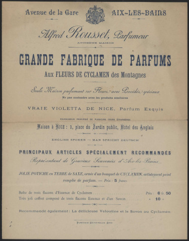 Alfred Rousset parfumeur Aix-les-Bains.