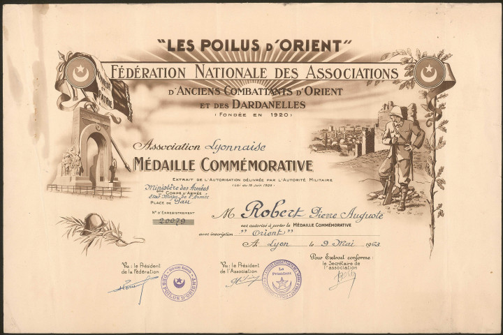 Auguste Robert, carrière militaire dans le 372e régiment d'infanterie.