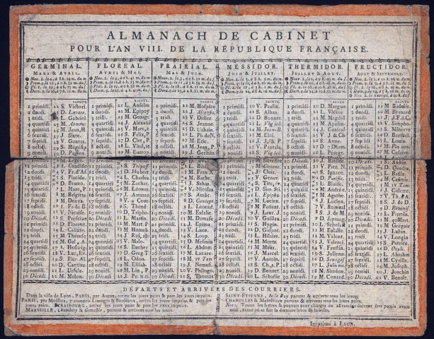 Almanach de cabinet pour l'an VIII de la République française.