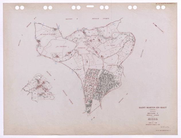 Section C feuille unique. Feuille révisée pour 1957. Edition à jour pour 1985.