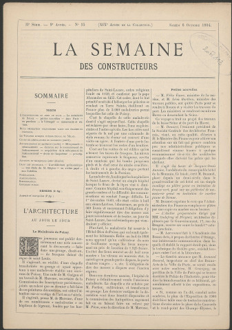 La semaine des constructeurs - 9e année - n° 15 (octobre 1894).