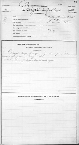 CROIZAT, Angélique, Marie.