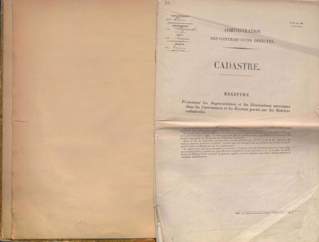 État de sections et matrice des propriétés foncières.