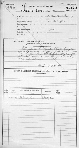 SAUNIER, Marie, Alexandrine.