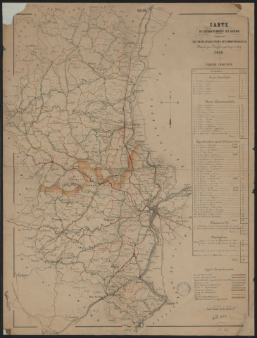 Carte du département du Rhône indiquant les principales voies de communication.