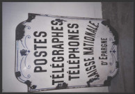 Plaque de façade "Postes, télégraphes, téléphones. Caisse nationale d'épargne".