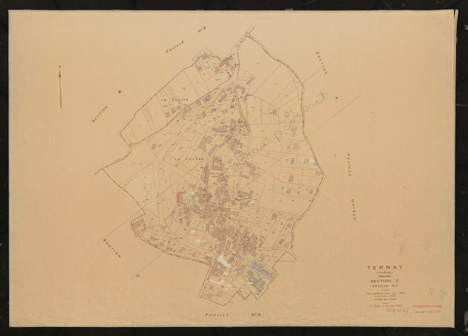 Section C feuille n°1. Plan cadastral révisé pour 1952. Edition à jour pour 1968. 4e édition à jour pour 1980.