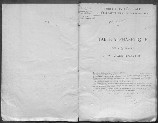 Janvier 1837-décembre 1841 (volume 11).