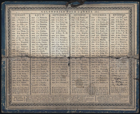Calendrier commercial pour 1815.