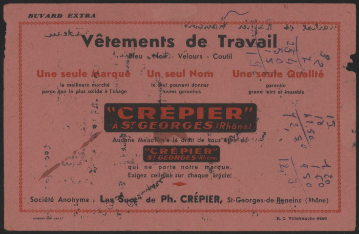 Vêtements de travail Crépier - Saint-Georges-de-Reneins.