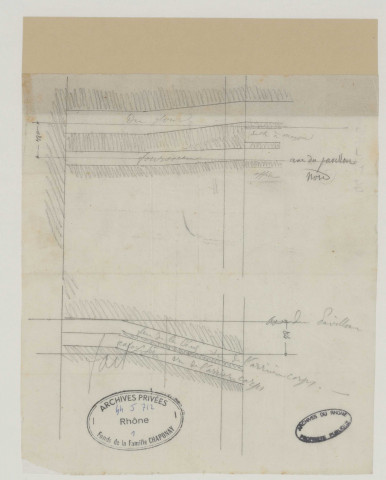 Dessins des conduits et faitages de cheminées.