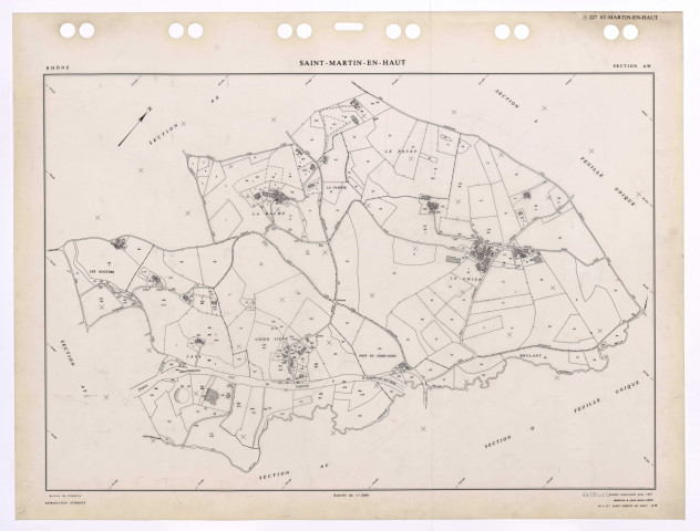 Section AW. Feuille renouvelée pour 1957. Edition à jour pour 1985.