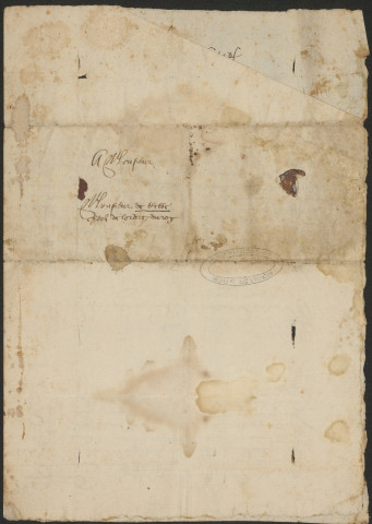 Lettre signée avec souscription autographe de Guillaume de Gadagne (Lyon 1534-1601), sénéchal de Lyon, lieutenant général pour le Lyonnais, le Forez et le Beaujolais, à M. de Rebbé.