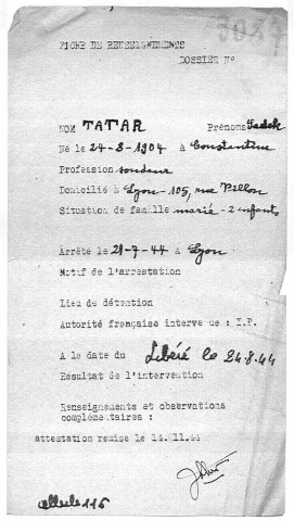 TATAR/TAHAR Mohand Sadek/Sadok