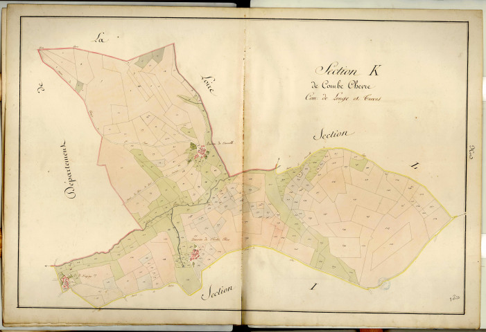 Section K dite de Combe-Chève, feuille unique : section attribuée à Longes en 1849.