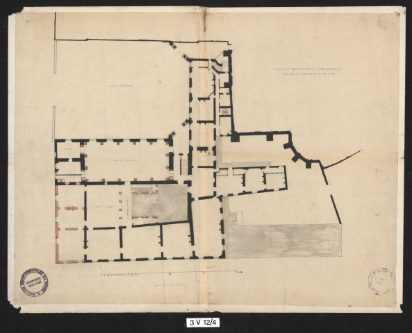Plan du "projet de restauration d'une partie du palais de l'archevêque de Lyon".