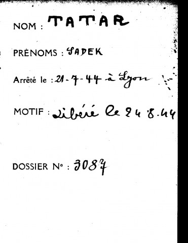 TATAR/TAHAR Mohand Sadek/Sadok