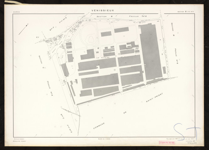 Section B feuille n°7. Plan établi pour 1950. 2e édition à jour pour 1974.