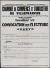 Chambre de commerce de Villefranche. Renouvellement total. Convocation des électeurs. Arrêté préfectoral (17 octobre 1964).