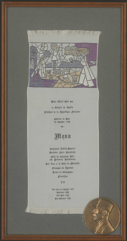 Menu du dîner offert par le Général de Gaulle à la préfecture du Rhône (28 septembre 1963).