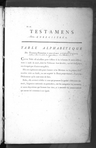 Testaments non enregistrés (volume 1).