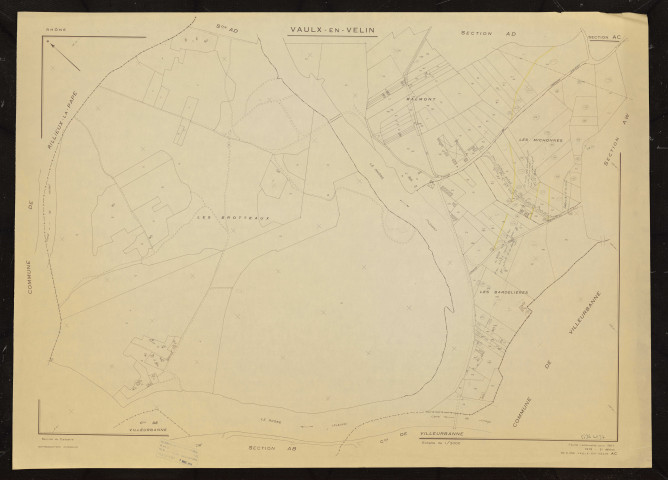 Section AC. Feuille renouvelée pour 1967. 2e édition pour 1979. Reproduction conforme à la situation enregistrée sur le plan cadastral à la date du 7 mars 1983.