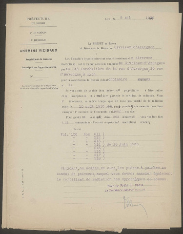 Classement, alignements, travaux.