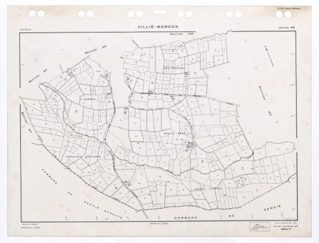 Section AR. Feuille renouvelée pour 1961. Edition à jour pour 1992.