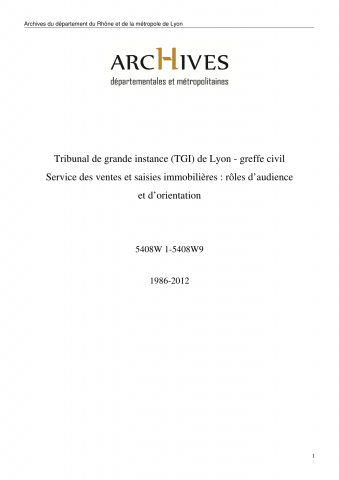 Service des ventes et saisies immobilières : rôles d'audience et d'orientation.