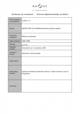 Affaires cantonales.