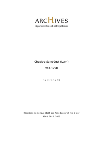 Chapitre Saint-Just de Lyon.