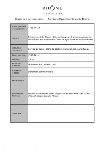 Cours d'eau, étude et gestion.