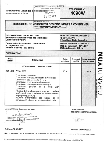 Réunions des Commissions communautaires.