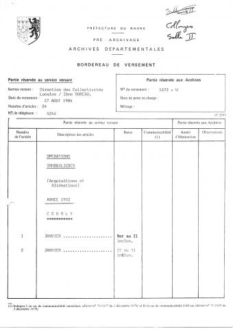 Opérations immobilières.