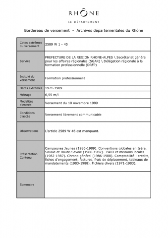 Formation professionnelle.