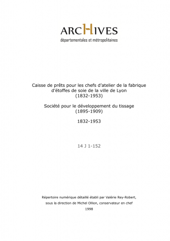 Caisse de prêts aux tisseurs.