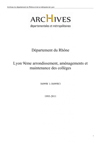 Lyon 9ème arrondissement, aménagements et maintenance des collèges.