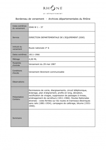 Route nationale n° 6.