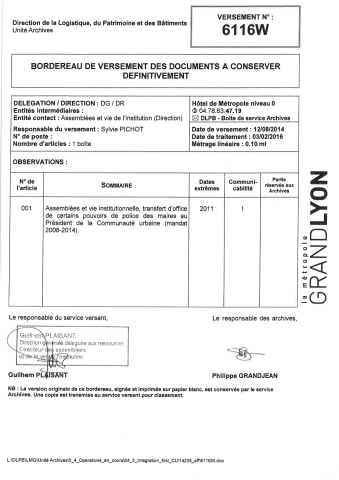 Transfert des pouvoirs de police des maires.