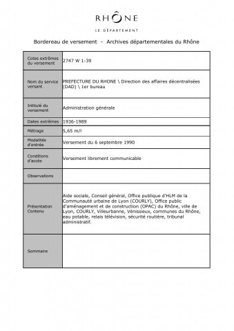 Administration générale.